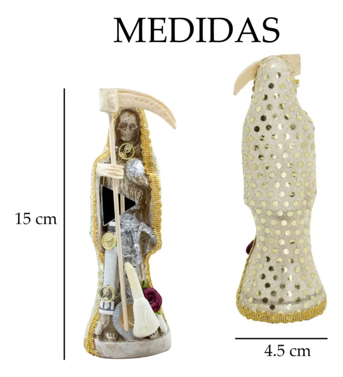 Santa Muerte Hueso Vestida 15cm Proteccion Paz Y Abundancia
