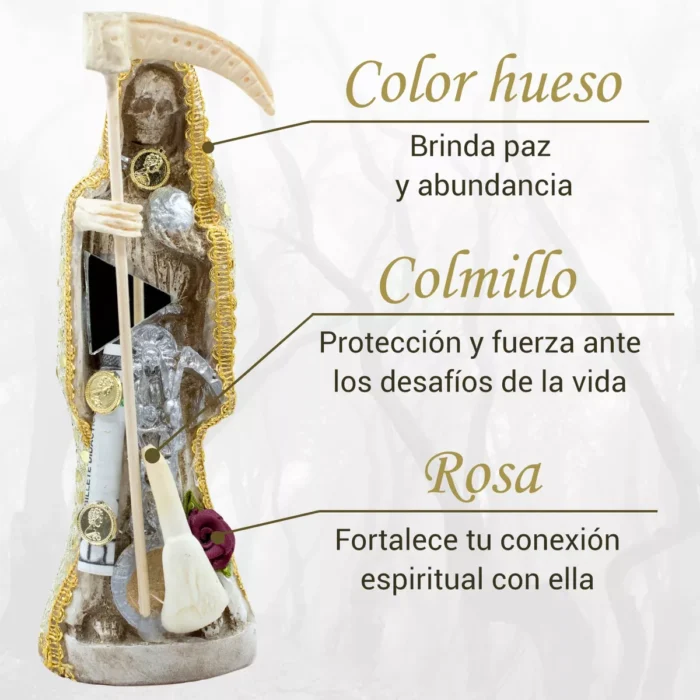 Santa Muerte Hueso Vestida 30cm Proteccion Paz Y Abundancia 2