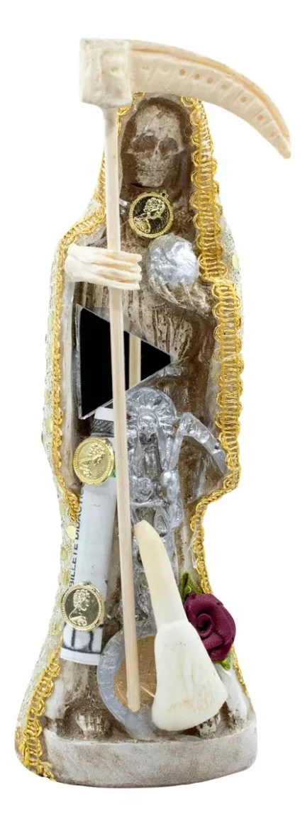 Santa Muerte Hueso Vestida 15cm Protección, Paz Y Abundancia