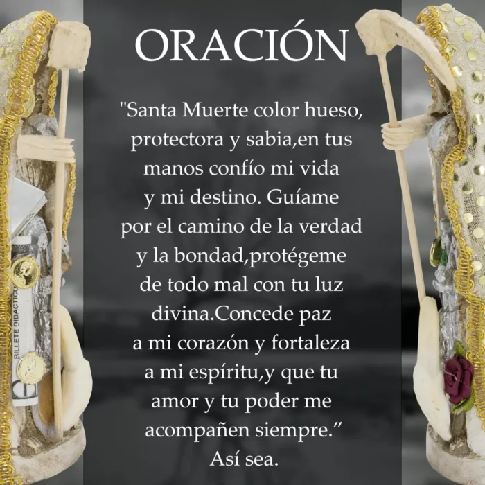 Santa Muerte Hueso Vestida 30cm Proteccion Paz Y Abundancia 5