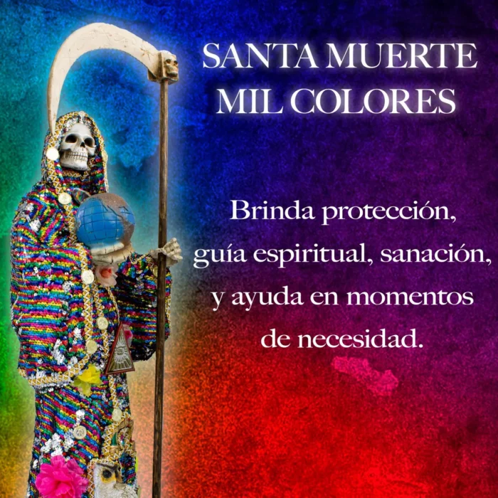 Santa Muerte Manto Magico Mil Colores 70 Cm Vestida 1