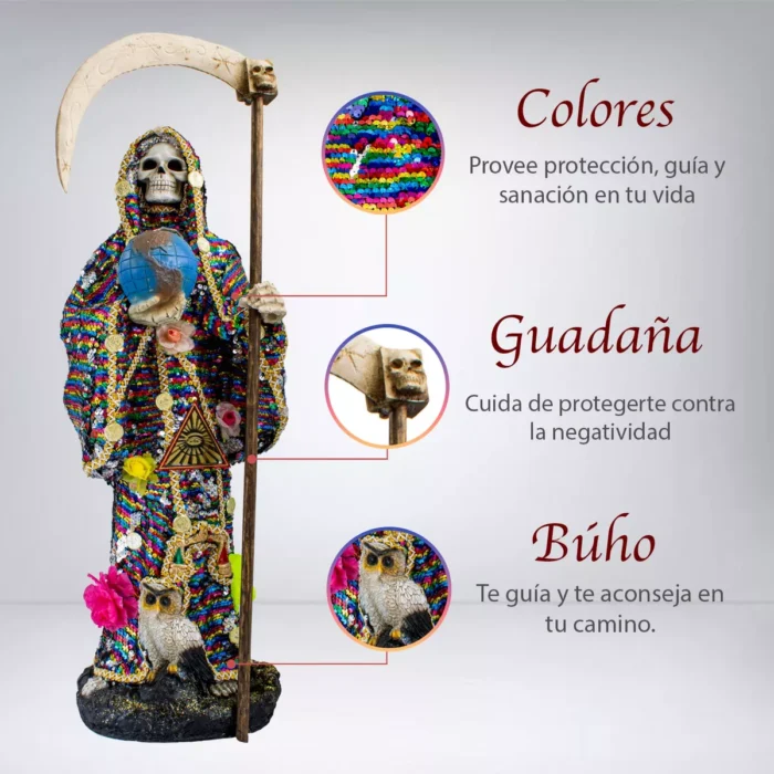 Santa Muerte Manto Magico Mil Colores 70 Cm Vestida 2