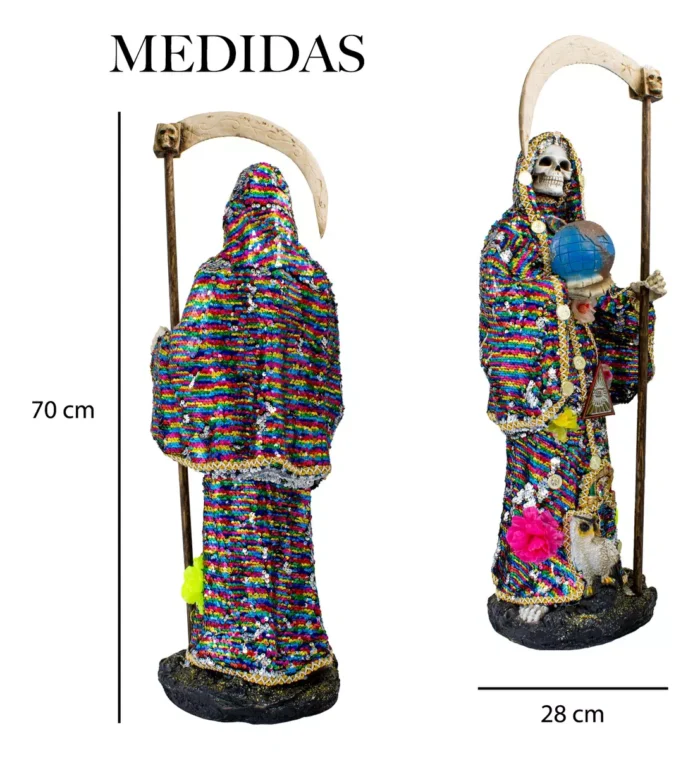 Santa Muerte Manto Magico Mil Colores 70 Cm Vestida 4
