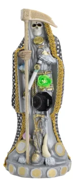 santa muerte plata 30 cm figura vestida curada éxito abundancia claridad espiritual