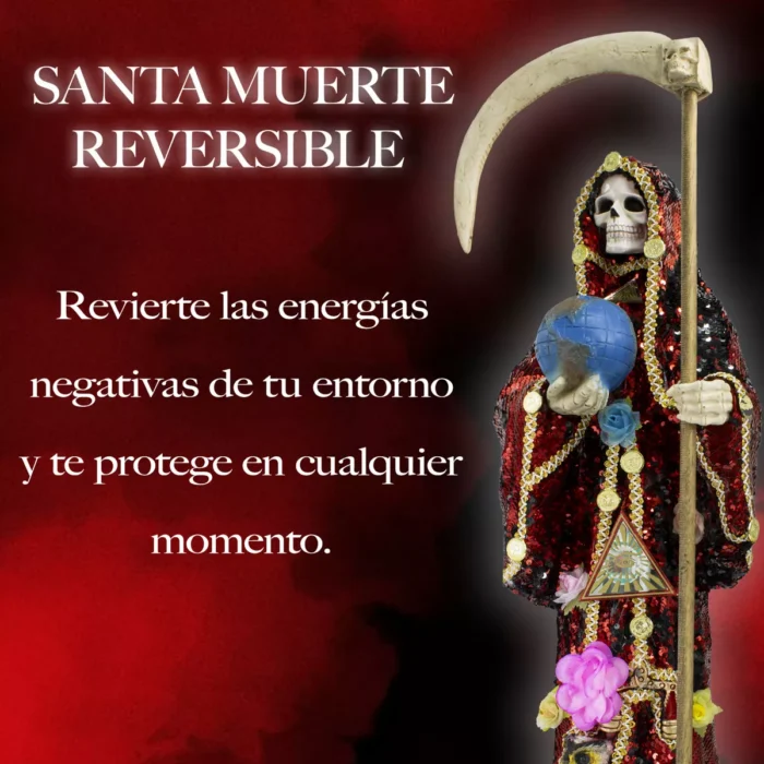 Santa Muerte Reversible 120 Cm Vestida Manto Magico 1