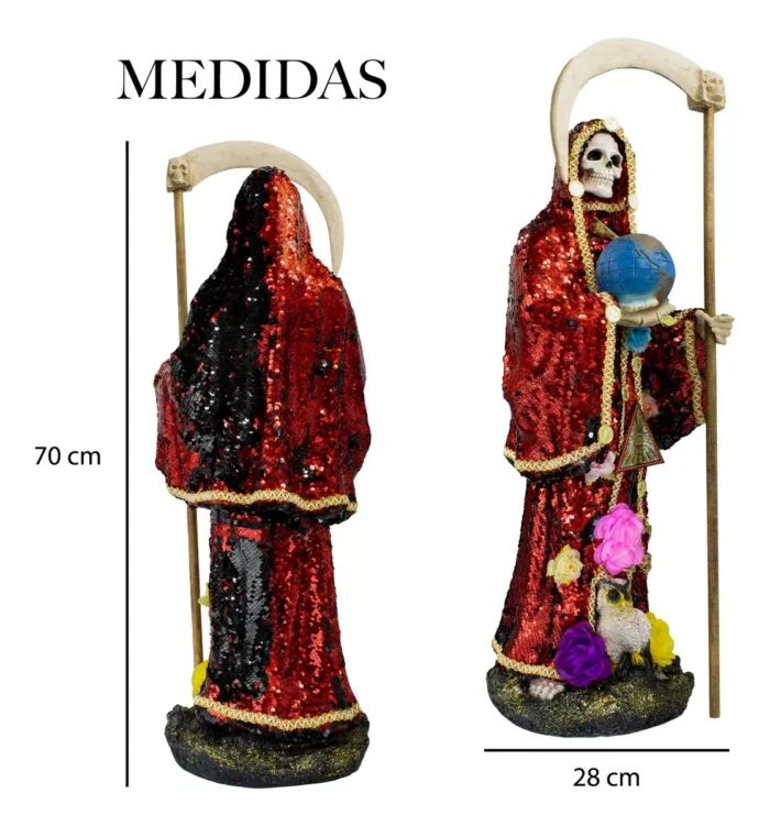 Santa Muerte Reversible 70 Cm Manto Magico Y Libro 4