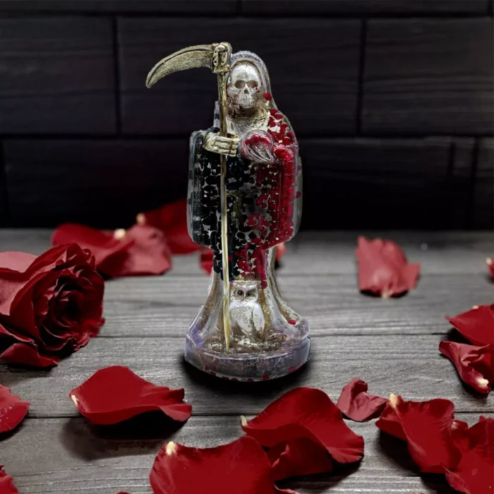 Santa Muerte Reversible Mineral 15cm Resina Curada Libro 4