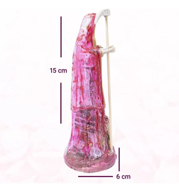 Santa Muerte Rosa Transparente Amor Curada 15 Cm Biblia. 2