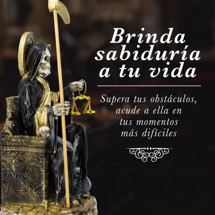 Santa Muerte Suprema Negra Buho 30 Cm Curadalibro 2