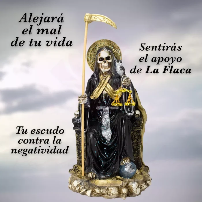 Santa Muerte Suprema Negra Buho 30 Cm Curadalibro 3
