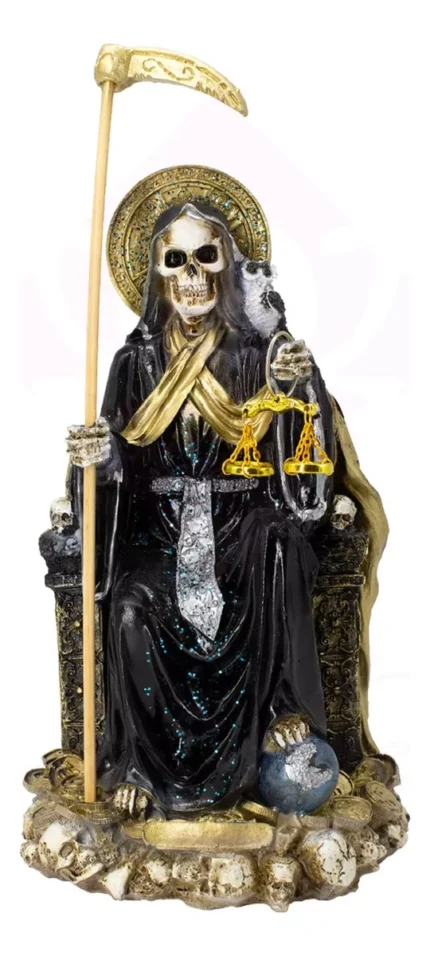 Santa Muerte Suprema Negra Buho 30 Cm Curada+libro