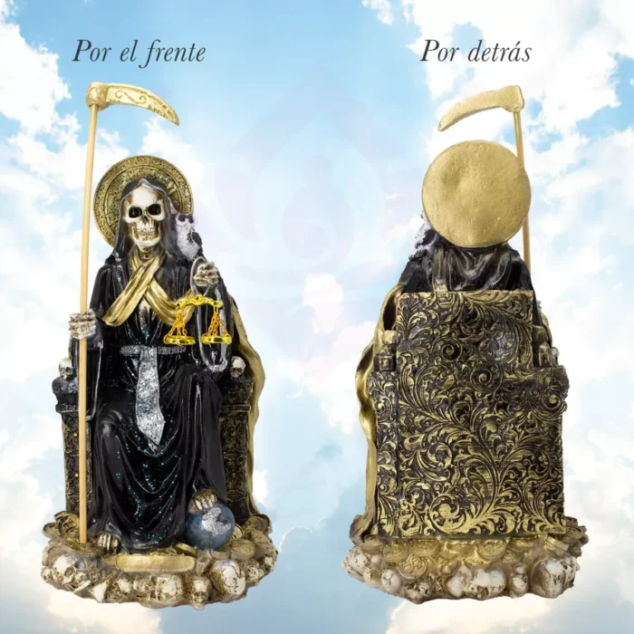 Santa Muerte Suprema Negra Buho 30 Cm Curadalibro 5