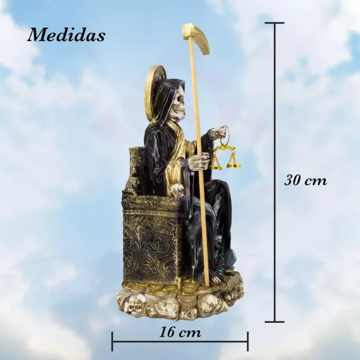 Santa Muerte Suprema Negra Buho 30 Cm Curadalibro 7