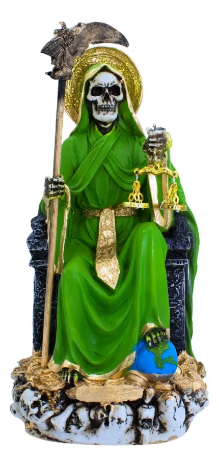 Santa Muerte Suprema Verde 30 Cm Ritualizada + Libro