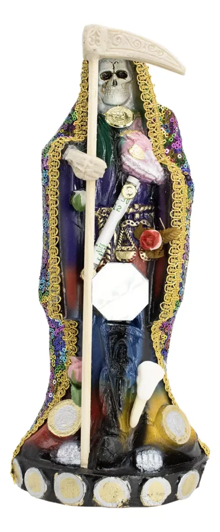 Santa Muerte Vestida Mil Colores 30 Cm Curada Con Libro