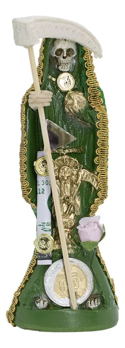 Santa Muerte Vestida Verde 24 Cm