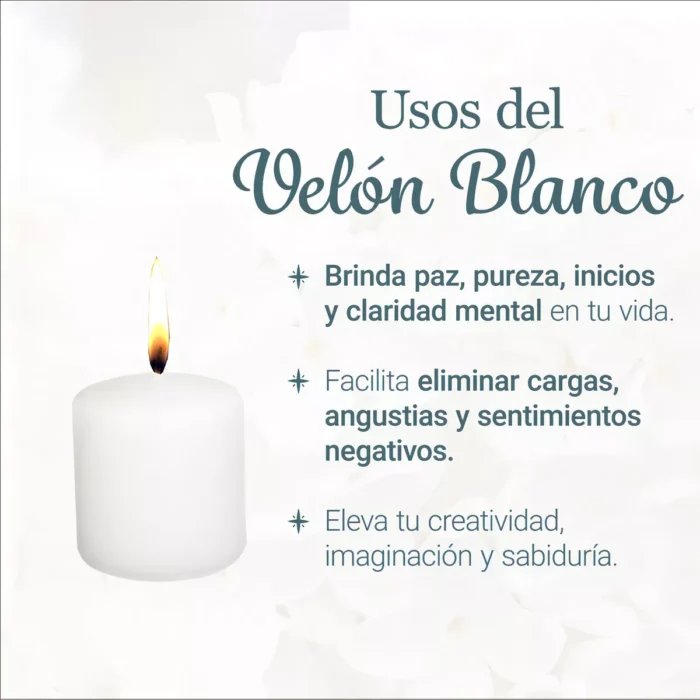 Vela Blanca Velon Blanco 8 Cm ch Limpias Y Armonizaciones Fragancia Neutro Velon Chico 1