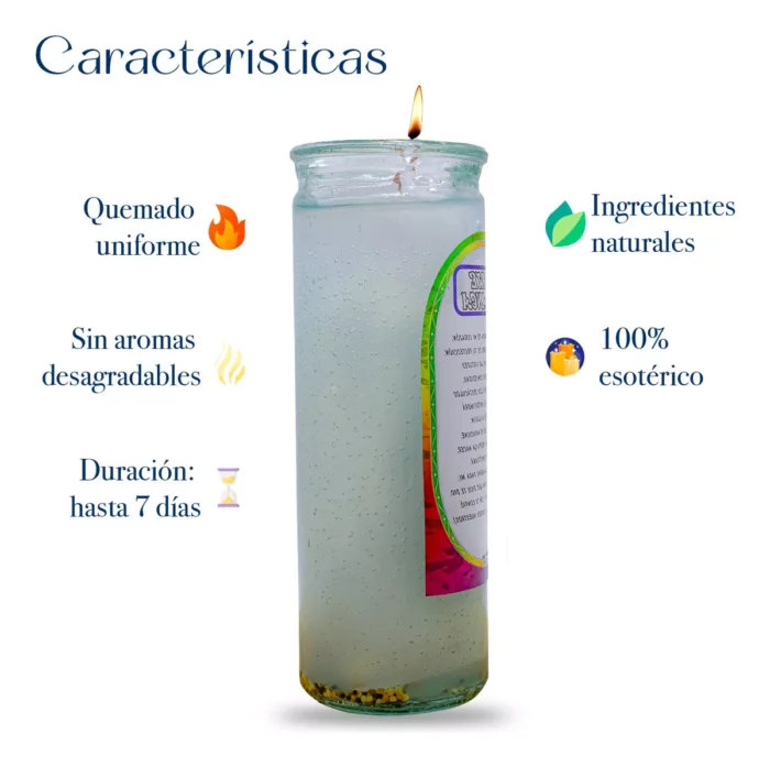 Veladora Gel Santa Muerte Blanca Paz Y Armonia 2