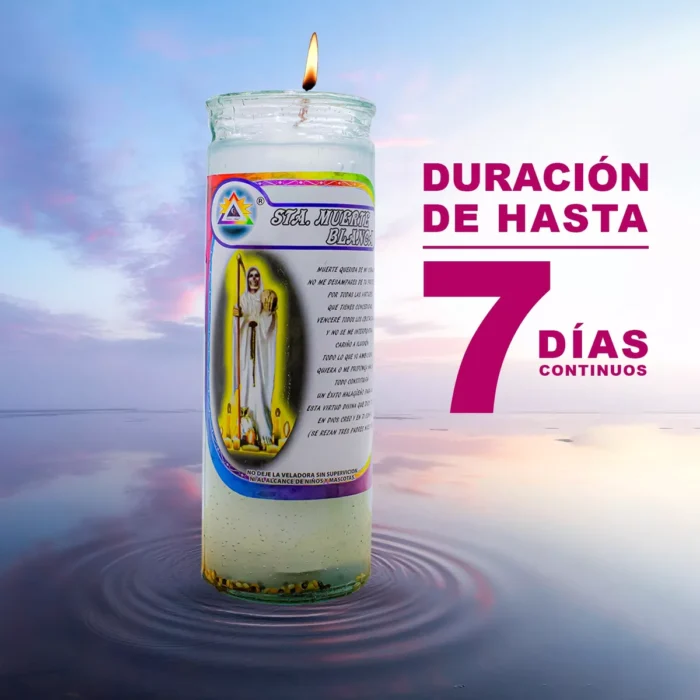 Veladora Gel Santa Muerte Blanca Paz Y Armonia 6