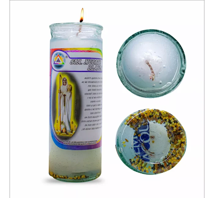 Veladora Gel Santa Muerte Blanca Paz Y Armonia