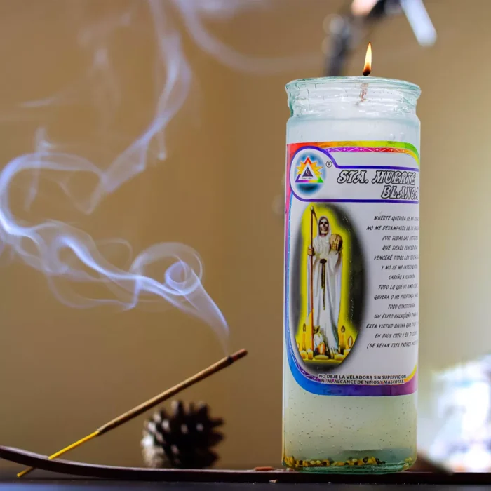 Veladora Gel Santa Muerte Blanca Paz Y Armonia 8
