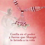Amuleto mazo de Shangó, rojo y blanco con cristal - Image 3