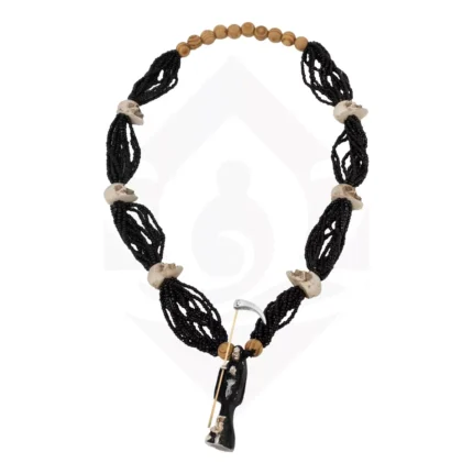 Collar Rosario Mazo Santa Muerte Negra 12 Hilos 64 Cm 1