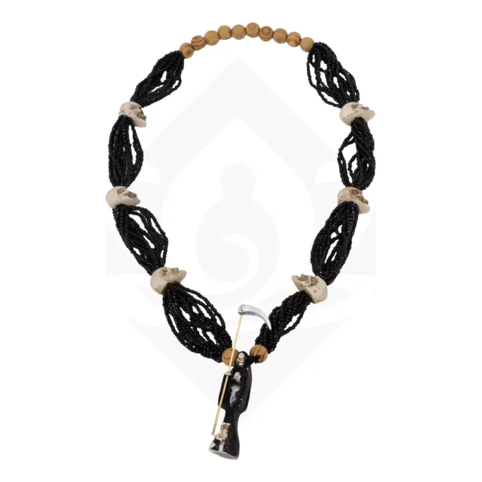 Collar Rosario Mazo Santa Muerte Negra 12 Hilos 64 Cm - Image 2