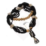 Collar Rosario Mazo Santa Muerte Negra 12 Hilos 64 Cm