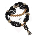 Collar Rosario Mazo Santa Muerte Negra 12 Hilos 64 Cm