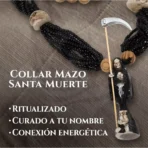 Collar Rosario Mazo Santa Muerte Negra 12 Hilos 64 Cm - Image 5