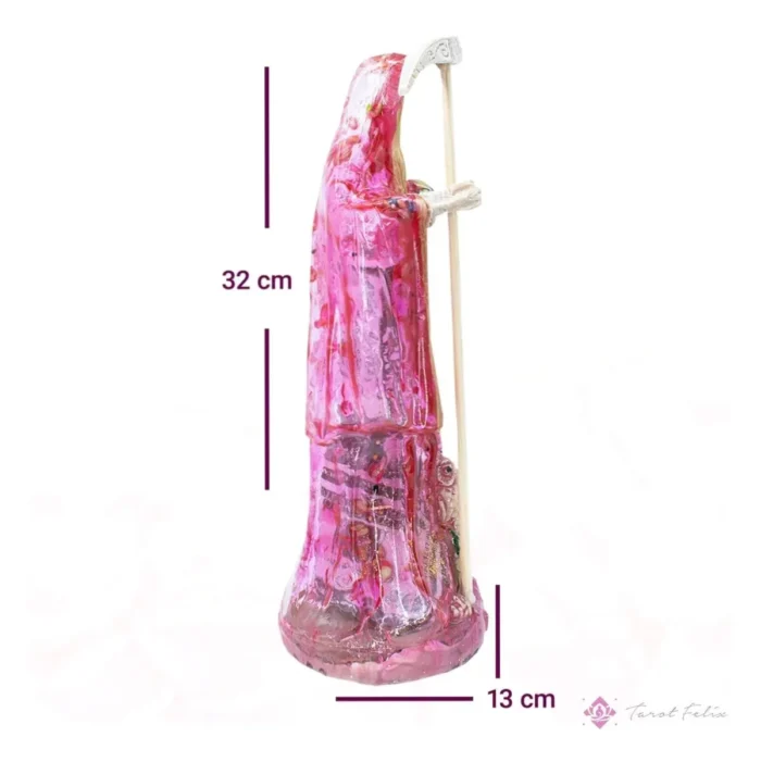 Santa Muerte Rosa 30 cm, amor y paz con biblia incluida - Image 3
