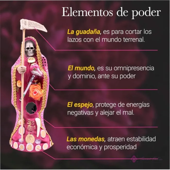 Santa Muerte Rosa 30 cm, amor y armonía espiritual vestida - Image 5