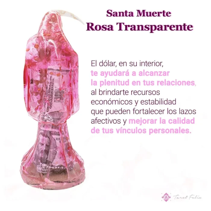 Santa Muerte Rosa 30 cm, amor y paz con biblia incluida - Image 7