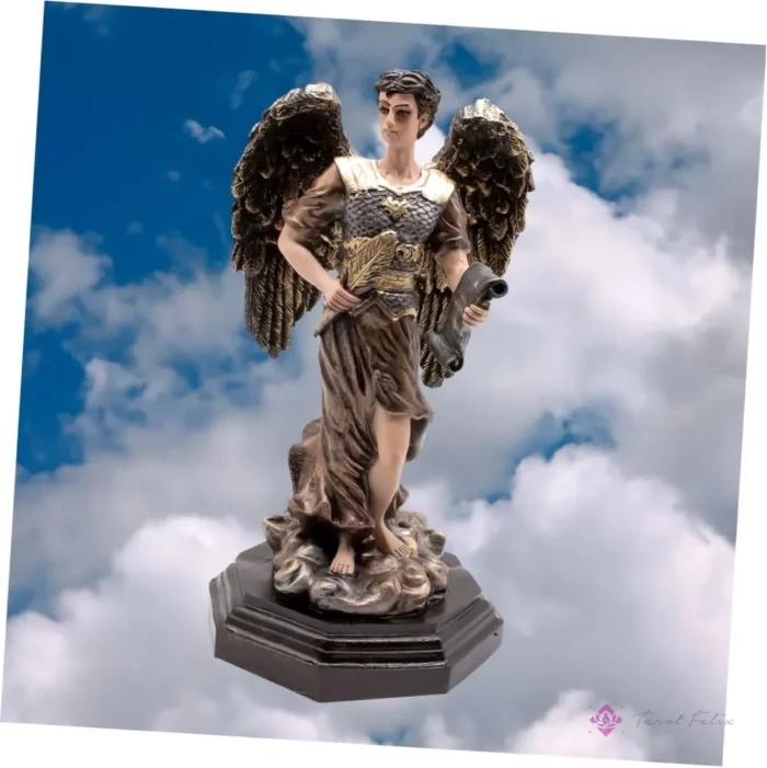 Arcángel Gabriel 33 cm, escultura metálica celestial - Image 4