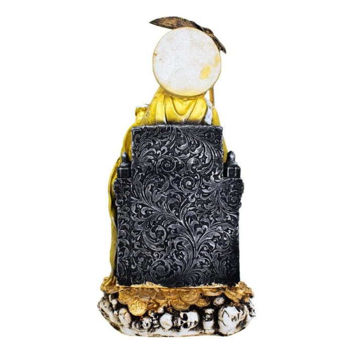Santa Muerte Dorada Suprema Sentada 30 Cm Curada + Libro - Image 4