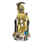 Santa Muerte Dorada Suprema Sentada 30 Cm Curada + Libro