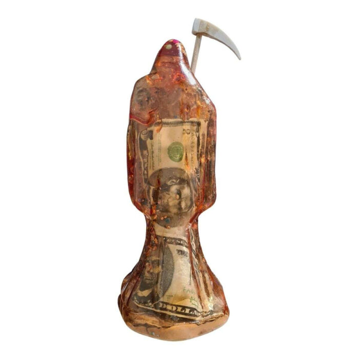 Santa Muerte Ámbar Transparente 15Cm +Libro Sanación Y Salud - Image 3