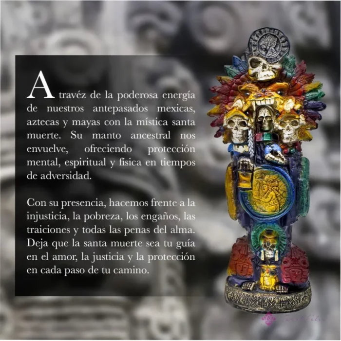 Santa Muerte Azteca Jaguar, corte y poder ancestral 30 cm - Image 5