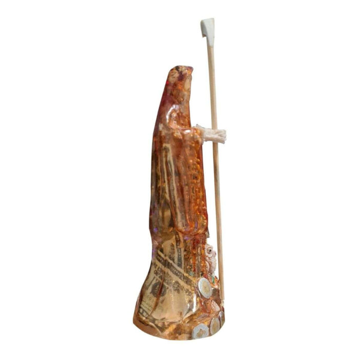 Santa Muerte Ámbar Transparente 15Cm +Libro Sanación Y Salud - Image 4