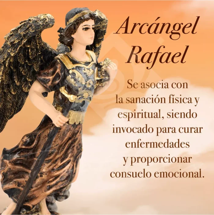 Figura Arcángel Rafael Metálico Sanación Ojo De Vidrio - Image 2