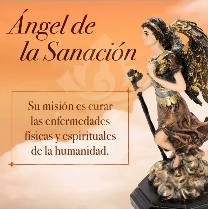 Figura Arcángel Rafael Metálico Sanación Ojo De Vidrio - Image 4