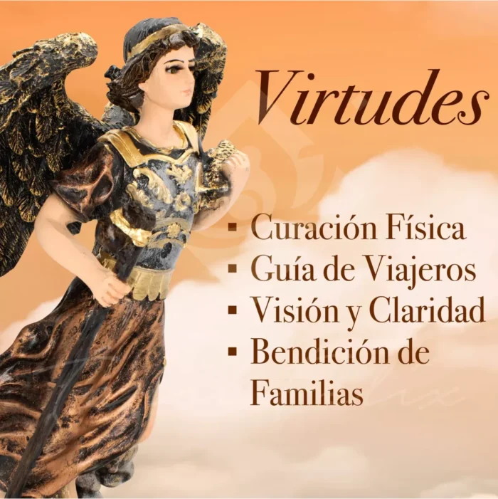 Figura Arcángel Rafael Metálico Sanación Ojo De Vidrio - Image 8