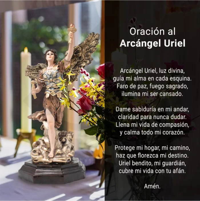 Figura Arcángel Uriel Metálico Paz Interior Ojo De Vidrio - Image 8