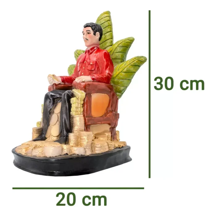 Jesús Malverde Trono Monedas Camisa Roja, figura poderosa 30 cm - Image 5