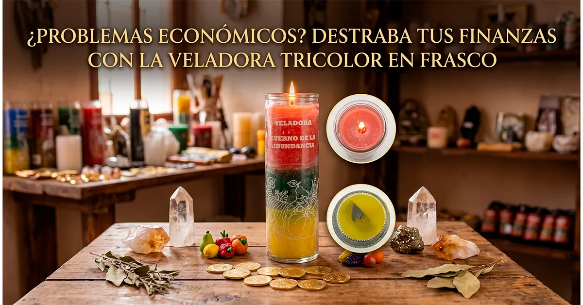 Destraba tus finanzas con la Veladora Cuerno de la Abundancia Tricolor