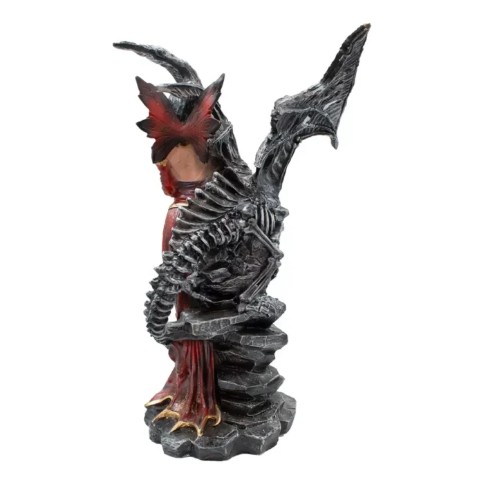 Hada Dragón Guardián Rojo, Estatua Mística de Resina - Image 3