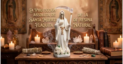 La protección absoluta de la Santa Muerte Flaquita de Resina Natural