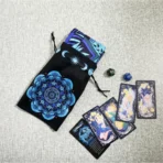 Mantel Altar Tarot Azul, mandala sagrado con lunas para intuición y equilibrio - Image 3