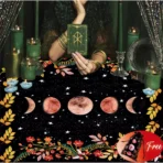 diseño negro con fases lunares en rosa